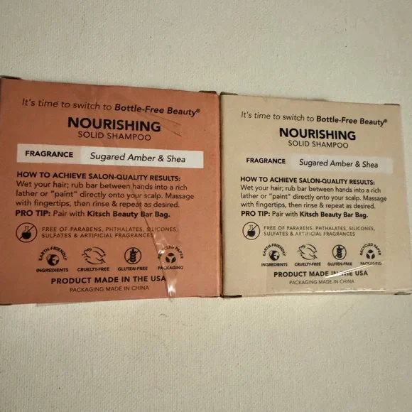 KITSCH Nourishing Solid Shampoo Bar Duo (Castor Oil + Sugared Amber & Shea)- NIB - Picture 2 of 7
